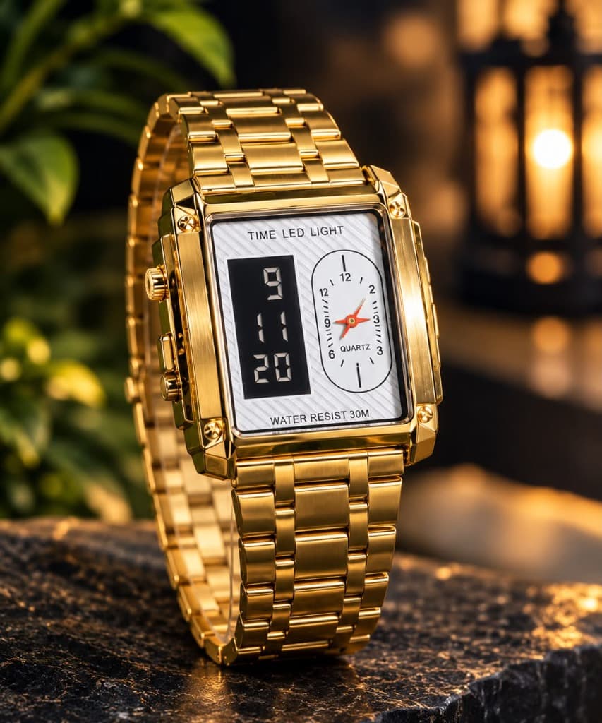 LED Gold Digital Watch