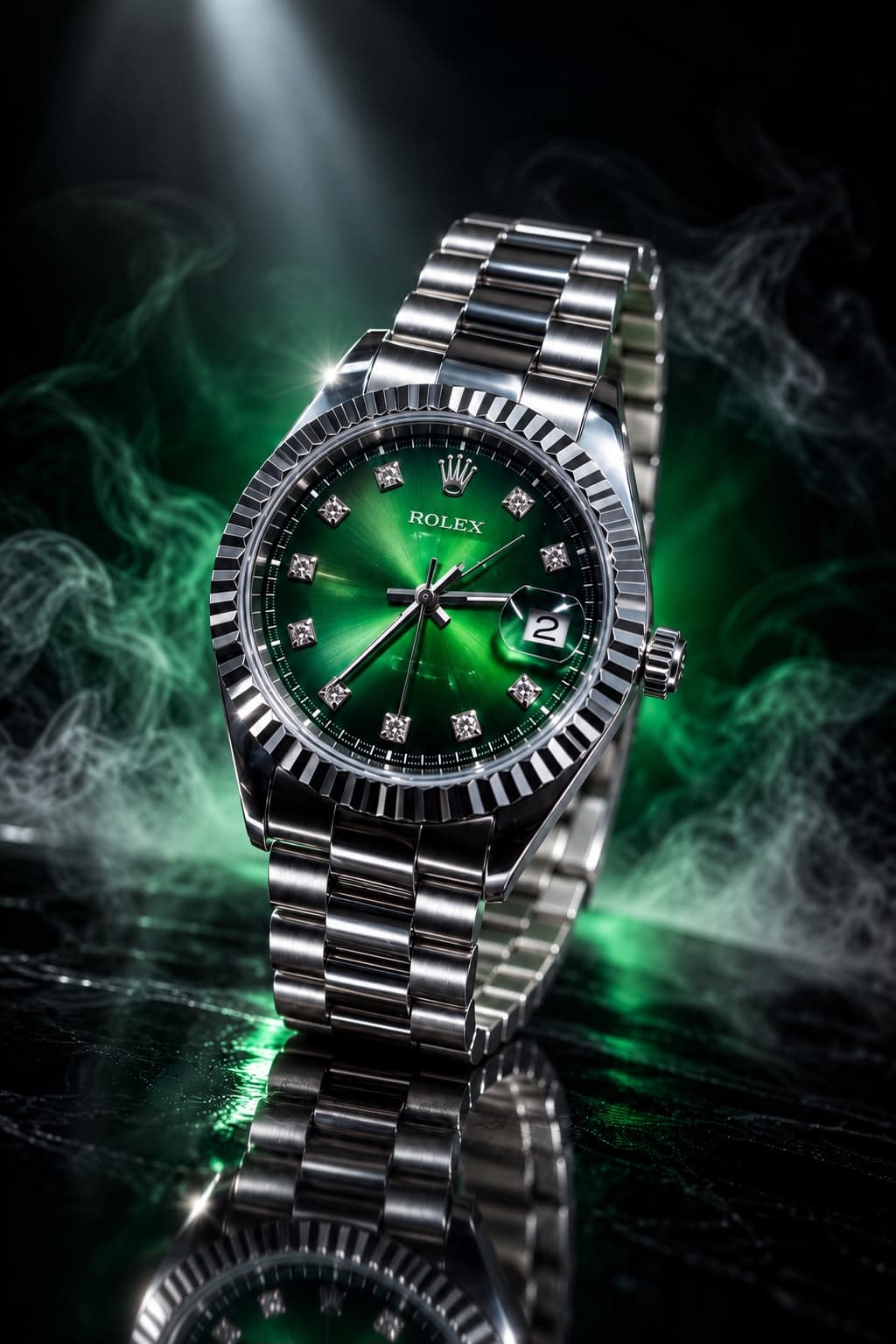 ROLEX GREEN SILVER